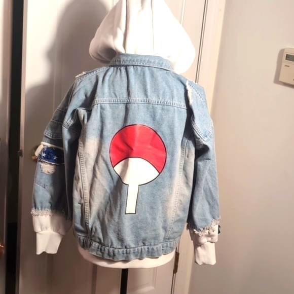 Anime Denim Jacket Hatake Kakashi Hoodie Unisex Size Medium - Picture 2 of 14